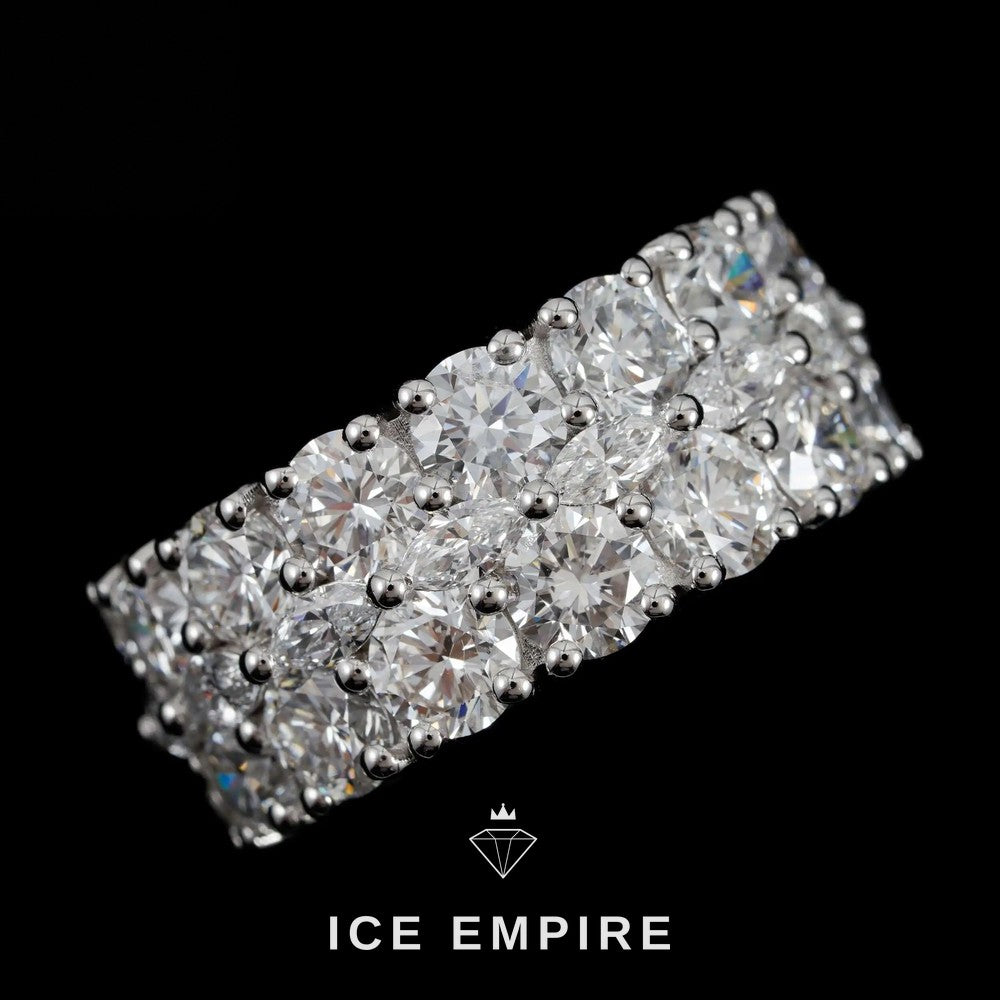 Iced Out 925 Silver Lab Grown Diamond Wedding Band