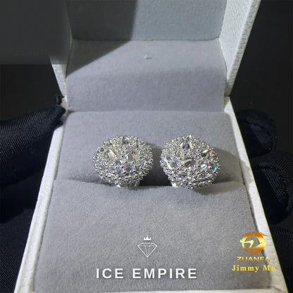 Iced Out 925 Silver Moissanite Stud Earrings