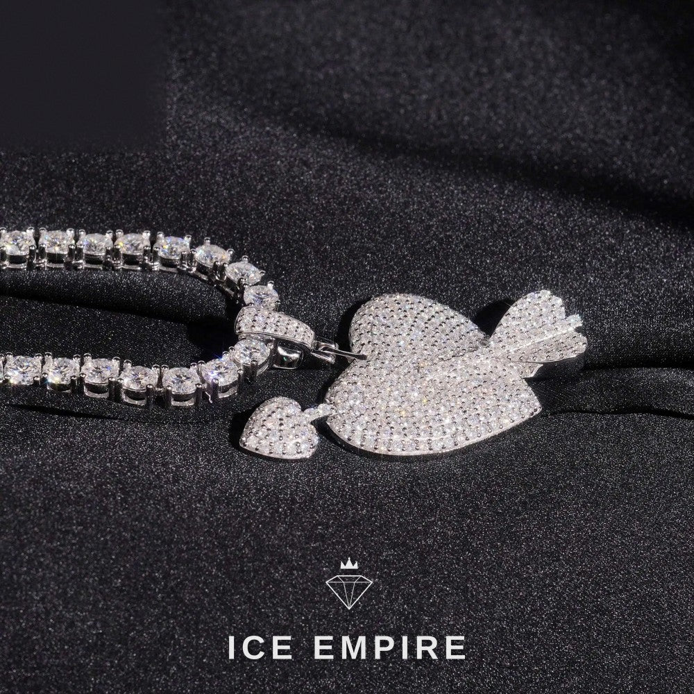 Iced Out Heart Rose Gold Plated Moissanite Pendant