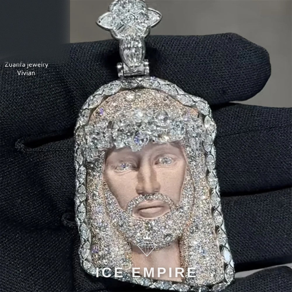 Iced Out Cross 925 Silver Moissanite Pendant