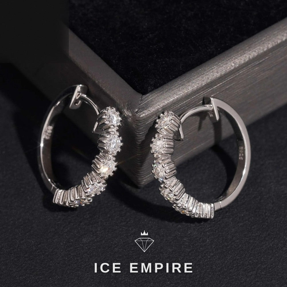 Iced Out Rose Gold Plated Moissanite Hoop Earrings