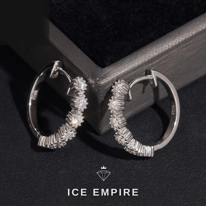Iced Out Rose Gold Plated Moissanite Hoop Earrings