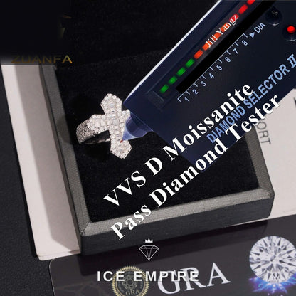 Iced Out Baguette 925 Silver Moissanite Ring