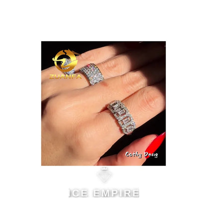Iced Out 925 Silver Moissanite Engagement Ring