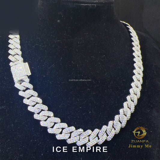 Iced Out 925 Silver Moissanite Cuban Chain