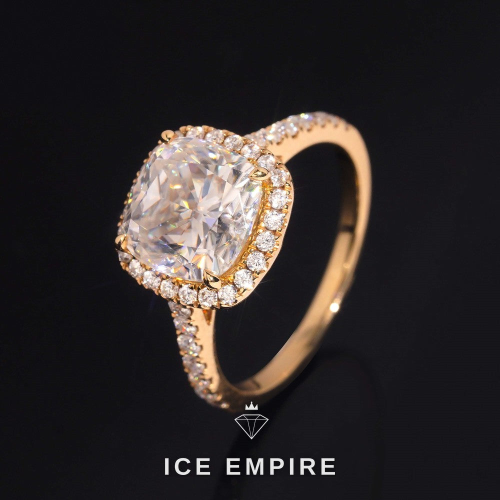 Iced Out 14K Gold Moissanite Wedding Band