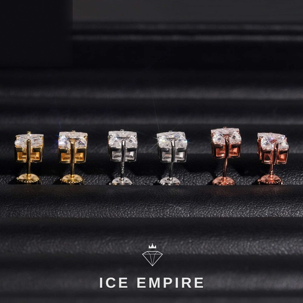 Iced Out Rose Gold Plated Moissanite Stud Earrings