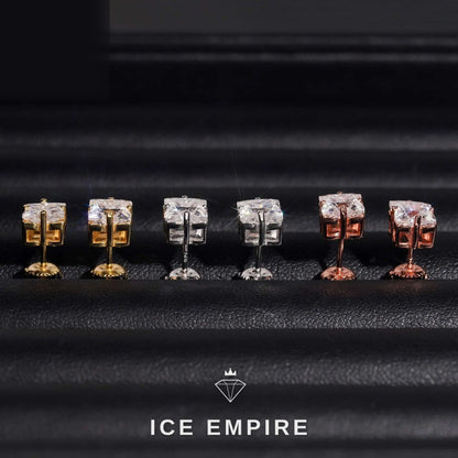 Iced Out Rose Gold Plated Moissanite Stud Earrings