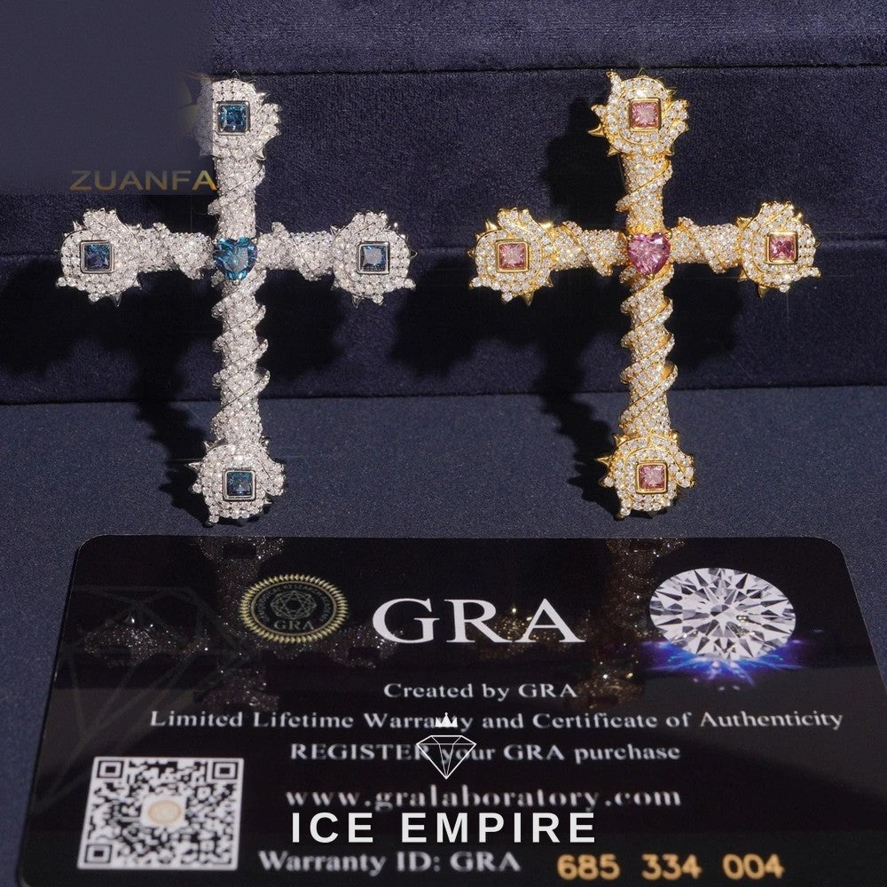 Iced Out Cross 925 Silver Pendant