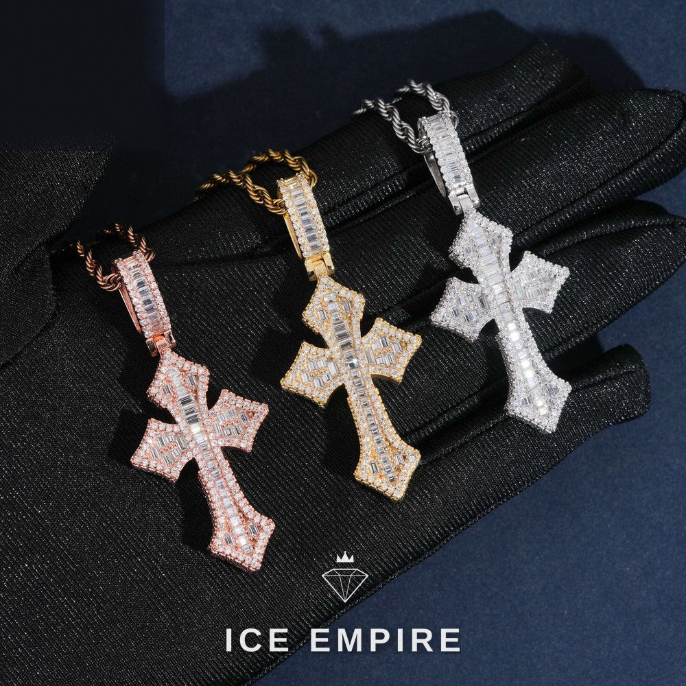Iced Out Baguette Gold Plated Moissanite Pendant