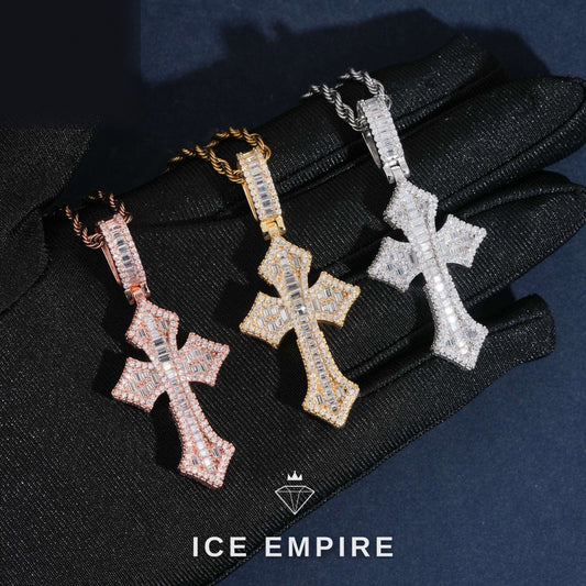 Iced Out Baguette Gold Plated Moissanite Pendant