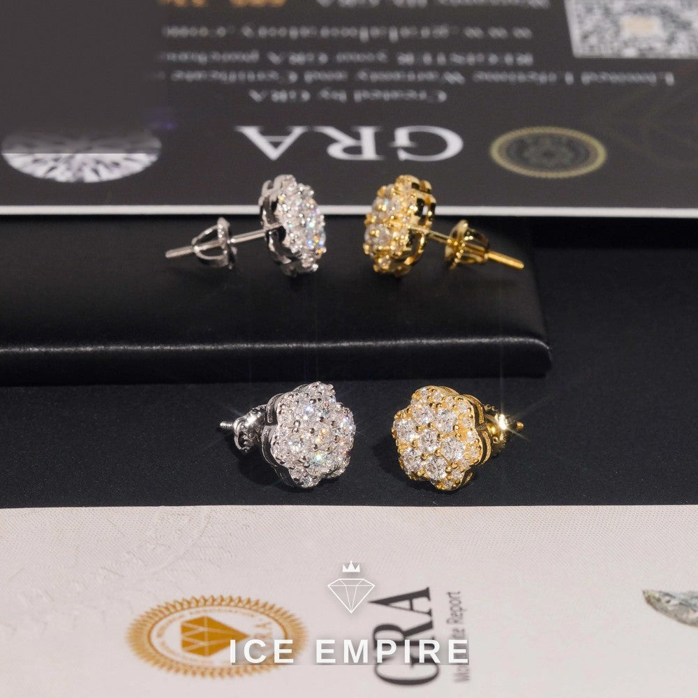 Iced Out Cluster 925 Silver Moissanite Earrings