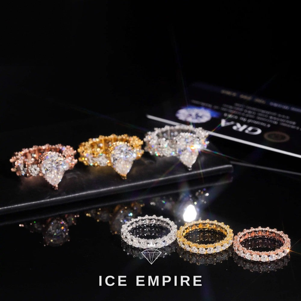 Iced Out Rose Gold Plated Moissanite Engagement Ring