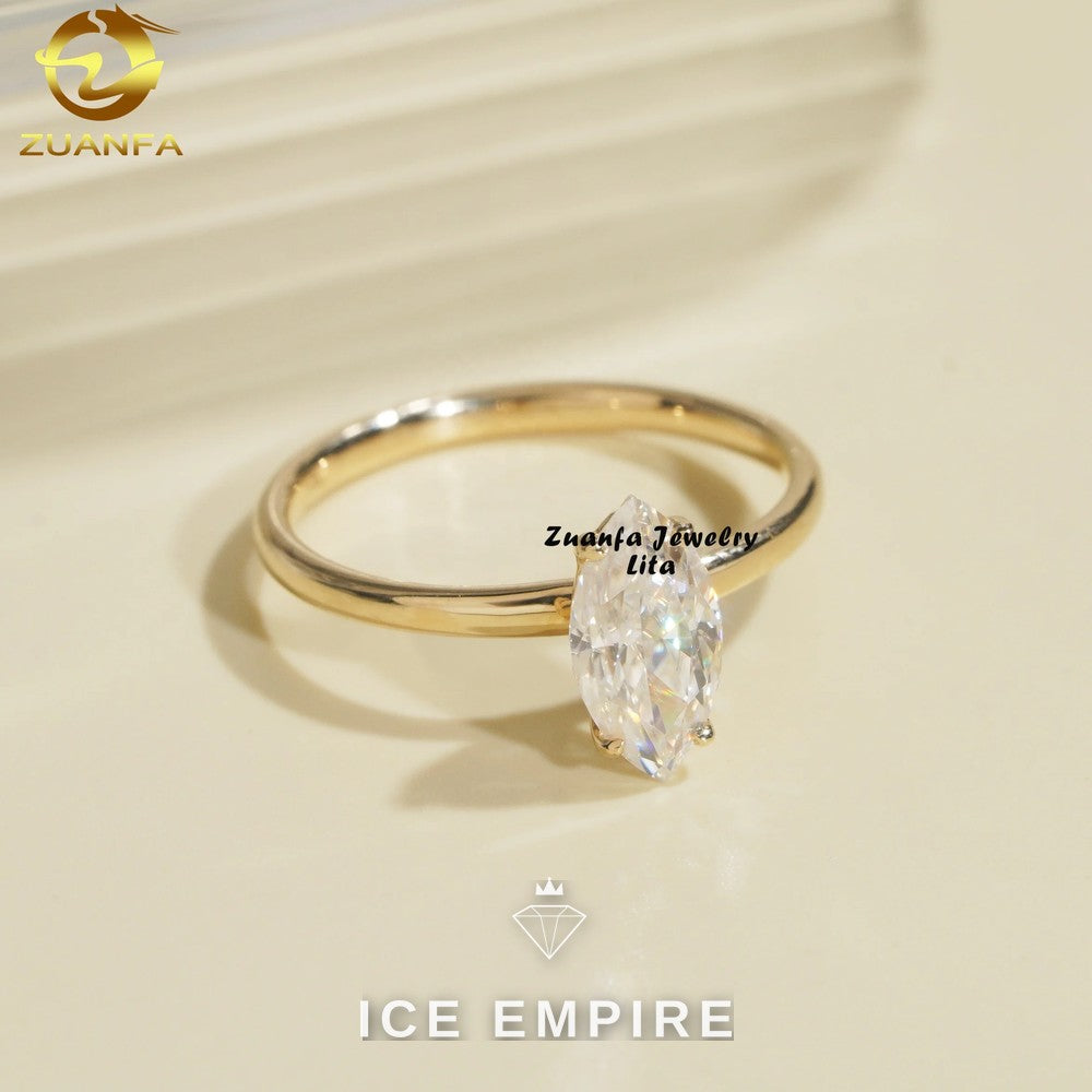 Iced Out Rose Gold Plated Moissanite Engagement Ring