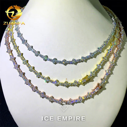 Iced Out Cross Rose Gold Plated Moissanite Cuban Chain