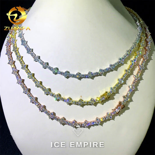 Iced Out Cross Rose Gold Plated Moissanite Cuban Chain