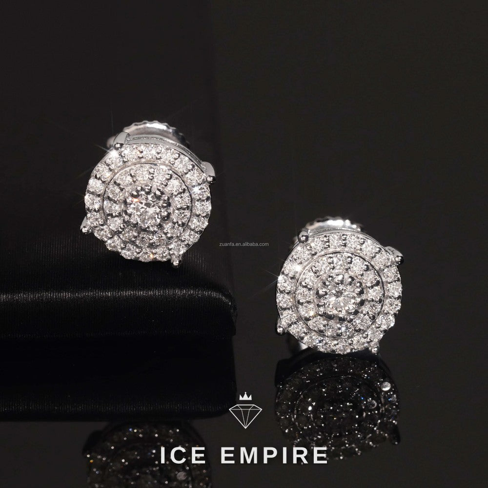 Iced Out Cluster Gold Plated Lab Grown Diamond Stud Earrings