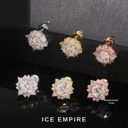 Iced Out 925 Silver Moissanite Earrings