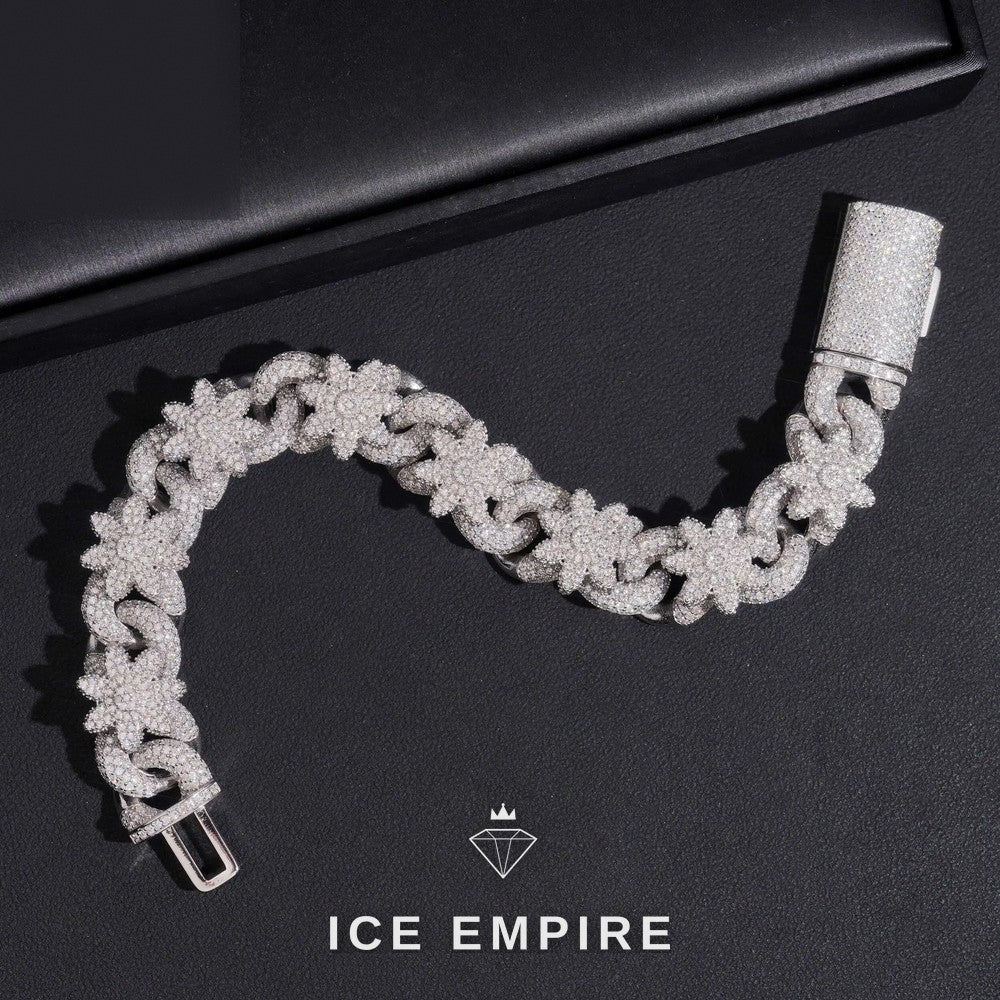 Iced Out 925 Silver Moissanite Cuban Chain