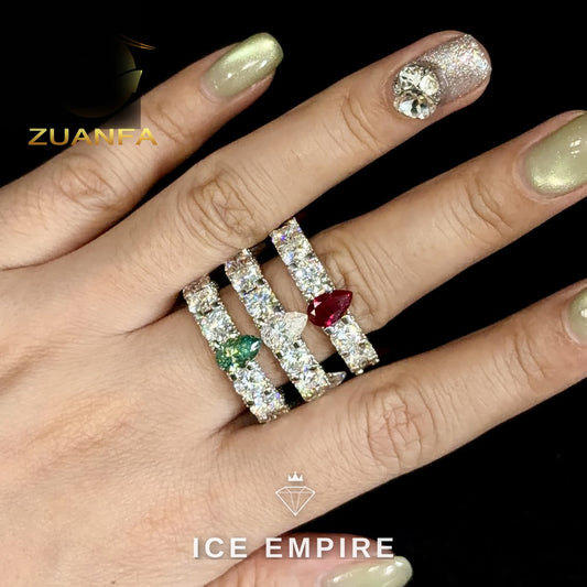 Iced Out 925 Silver Moissanite Ring