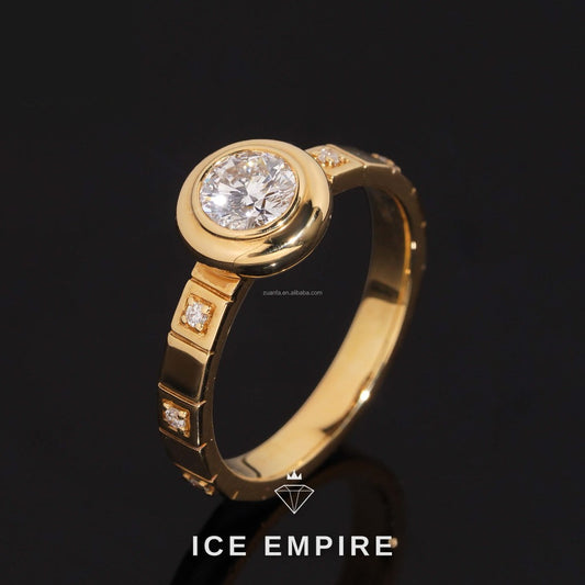 Iced Out 18K Gold Lab Grown Diamond Engagement Ring