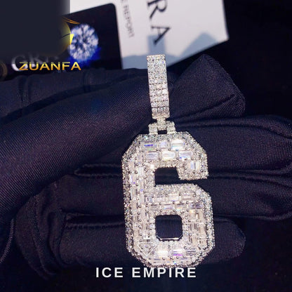 Iced Out Baguette 925 Silver Pendant