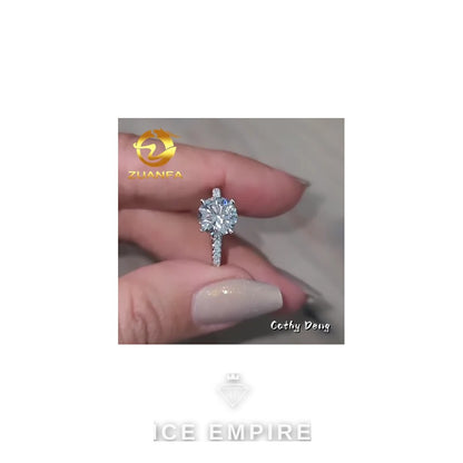 Iced Out 925 Silver Moissanite Engagement Ring