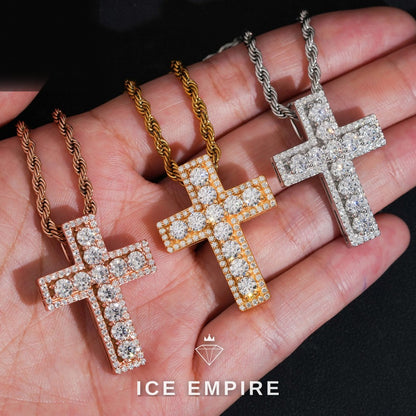Iced Out Cross Rose Gold Plated Pendant