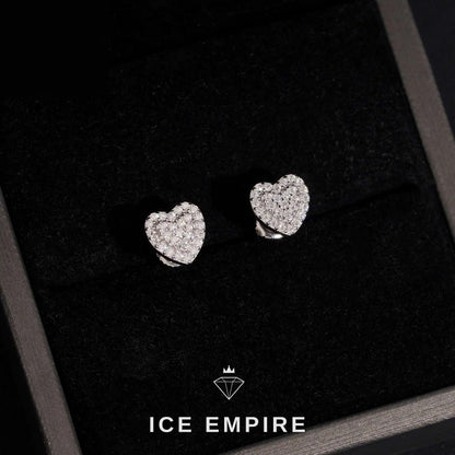 Iced Out Heart 14K Gold Moissanite Stud Earrings