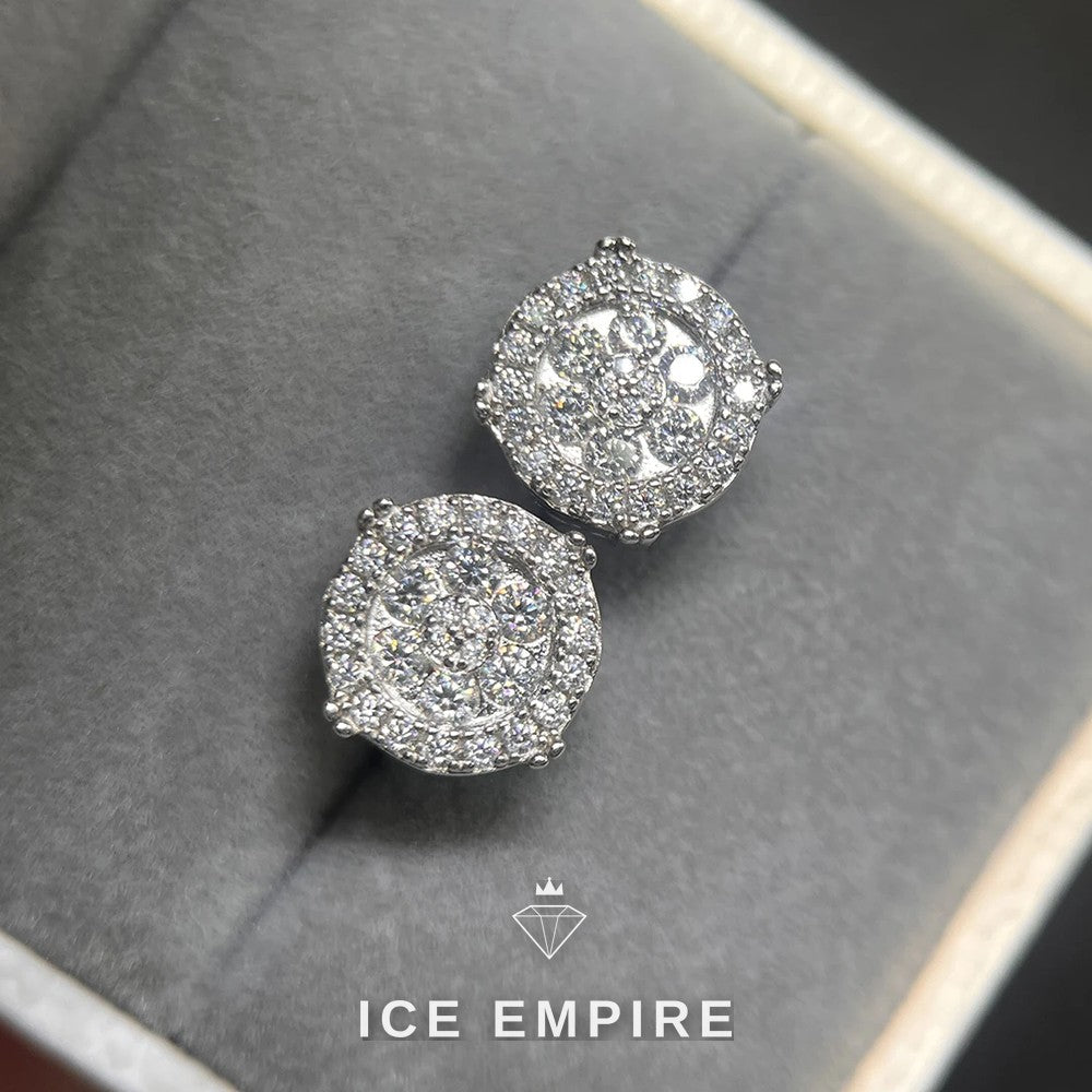 Iced Out Cluster 925 Silver Moissanite Stud Earrings