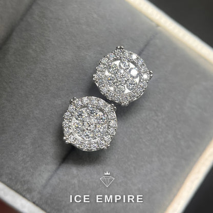 Iced Out Cluster 925 Silver Moissanite Stud Earrings