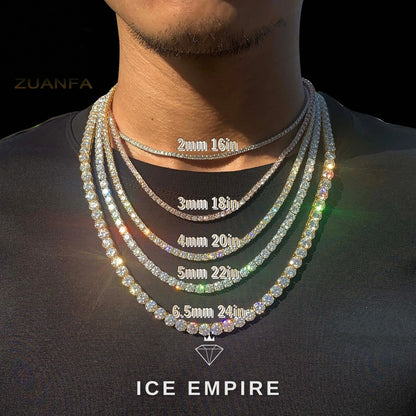 Iced Out 925 Silver Lab Grown Diamond Tennis Chain