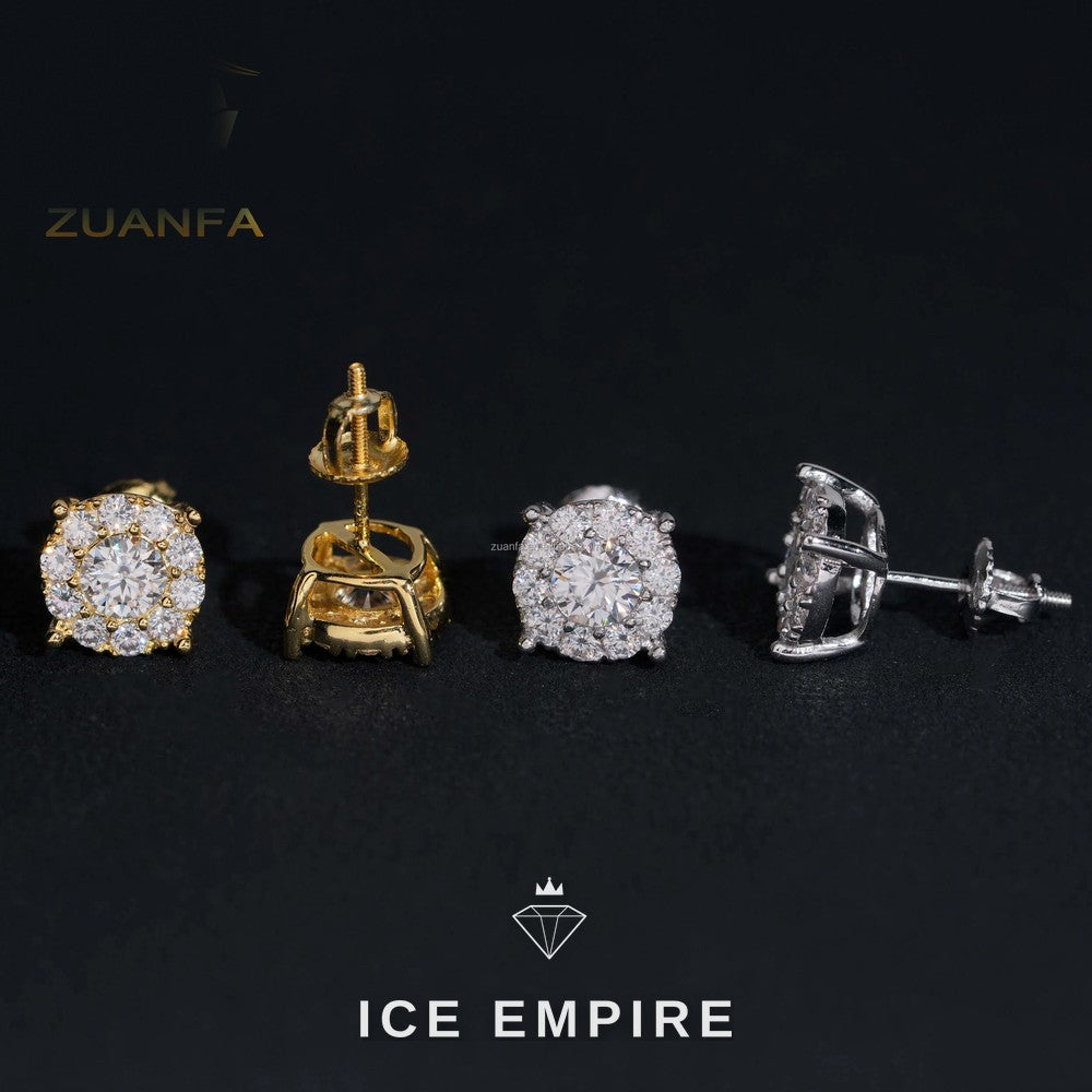 Iced Out 925 Silver Moissanite Stud Earrings