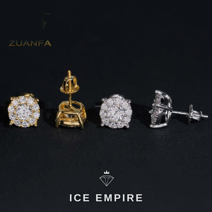 Iced Out 925 Silver Moissanite Stud Earrings