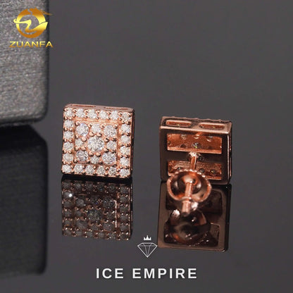 Iced Out 925 Silver Moissanite Stud Earrings