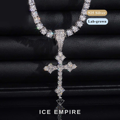 Iced Out Cross Gold Plated Lab Grown Diamond Pendant