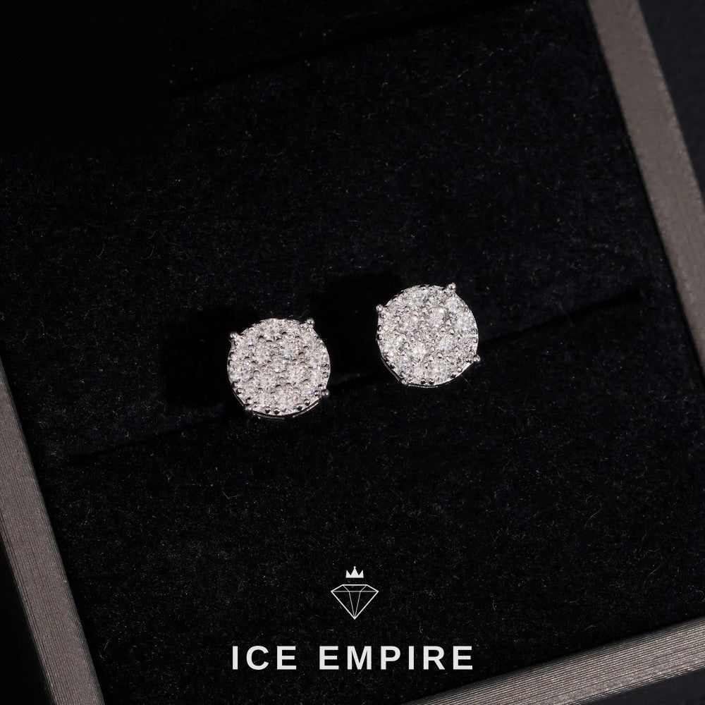 Iced Out 14K Gold Moissanite Stud Earrings