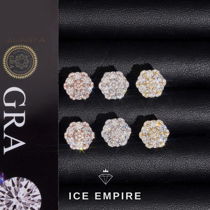 Iced Out Gold Plated Moissanite Stud Earrings