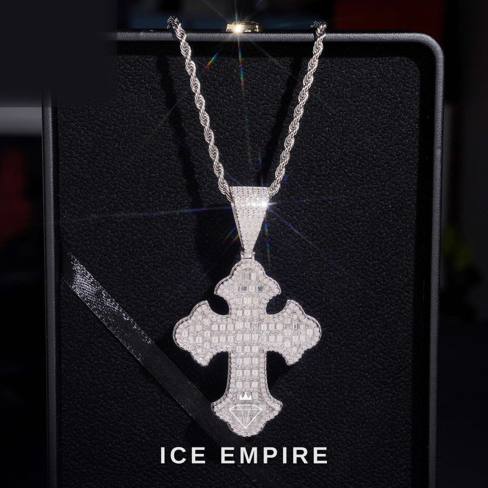 Iced Out Baguette 925 Silver Moissanite Pendant