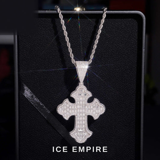 Iced Out Baguette 925 Silver Moissanite Pendant