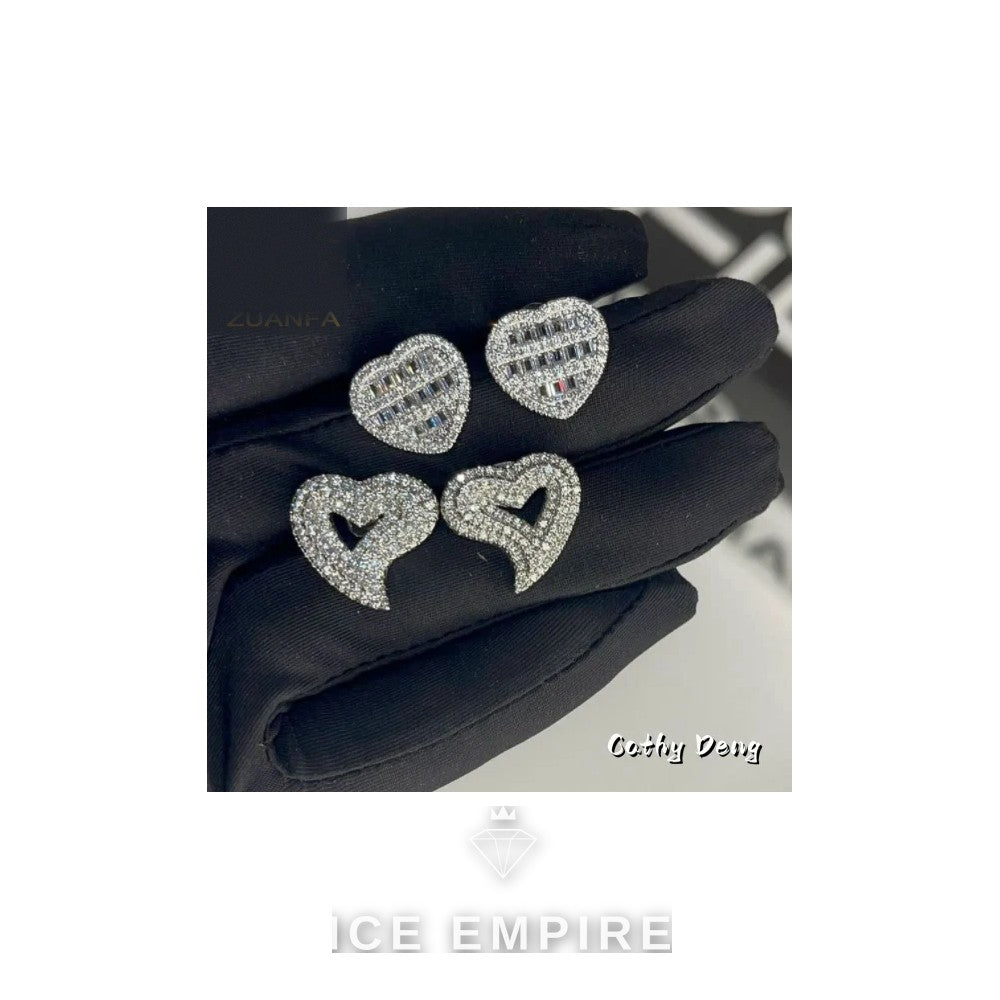 Iced Out Heart Rose Gold Plated Moissanite Earrings