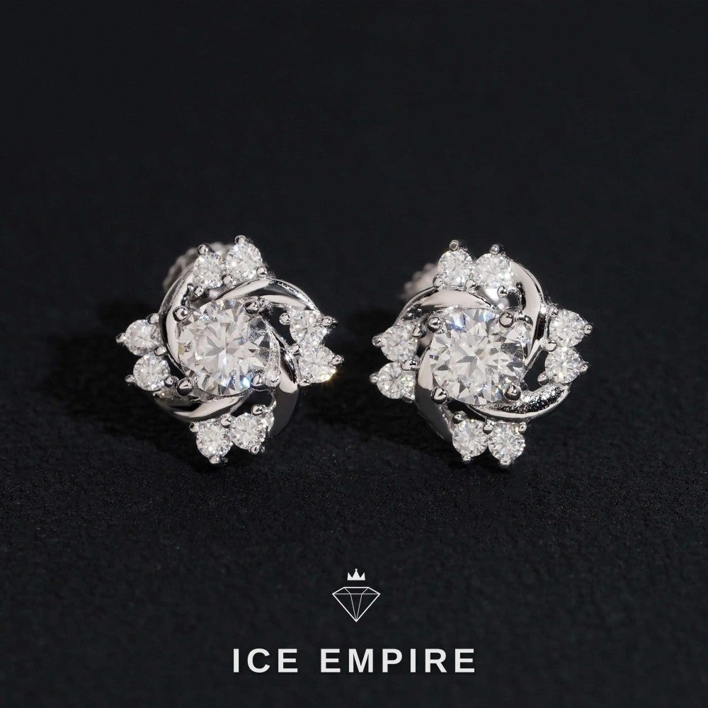 Iced Out 14K Gold Moissanite Stud Earrings
