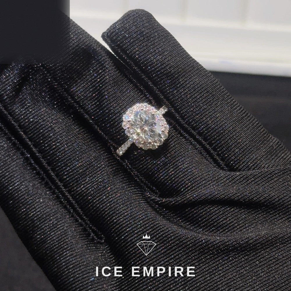 Iced Out Rose Gold Moissanite Engagement Ring