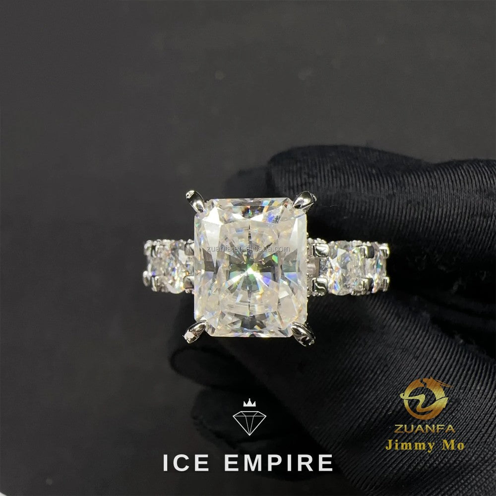 Iced Out 925 Silver Moissanite Engagement Ring