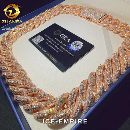 Iced Out Rose Gold Plated Moissanite Cuban Chain
