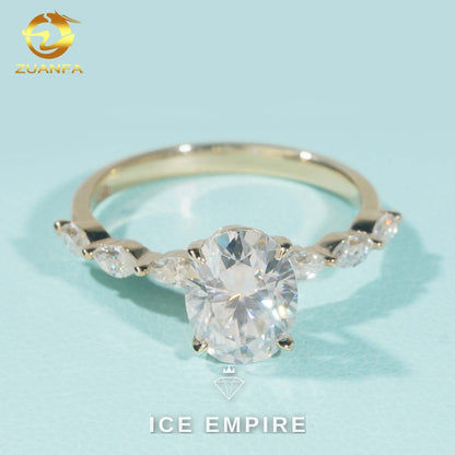 Iced Out 14K Gold Moissanite Engagement Ring