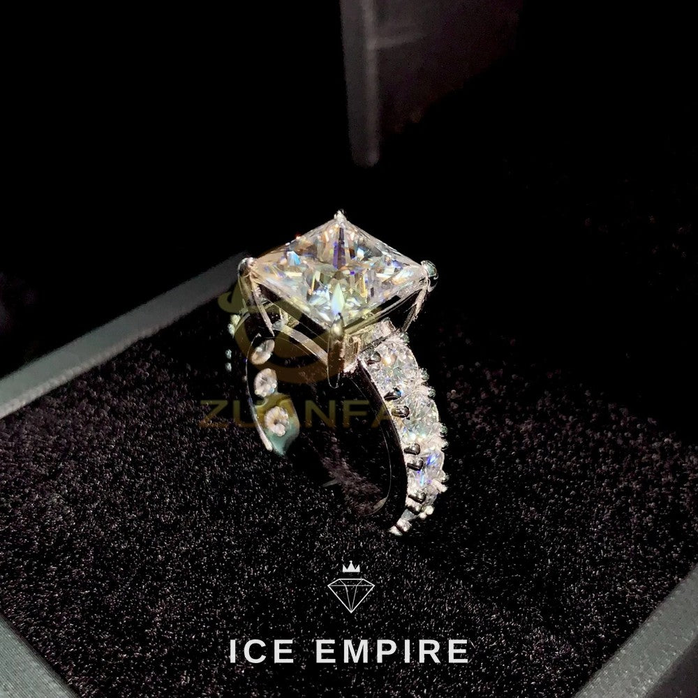 Iced Out Rose Gold Plated Moissanite Engagement Ring