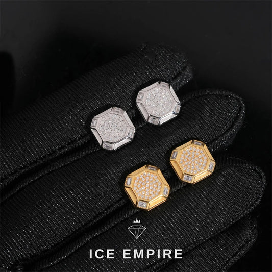 Iced Out Rose Gold Plated Moissanite Stud Earrings