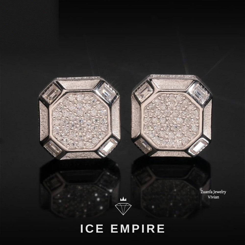 Iced Out Gold Plated Moissanite Stud Earrings