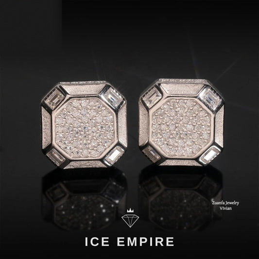 Iced Out Gold Plated Moissanite Stud Earrings